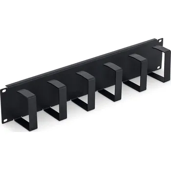 Stavebniny 19" vyvazovací panel 2U 6x háček 70x85mm černý kov