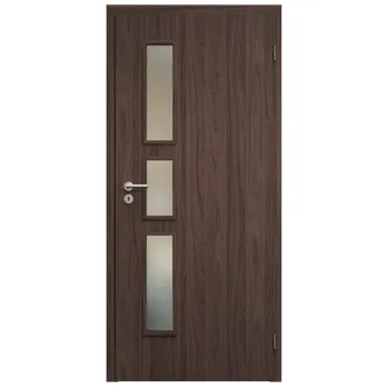 Interiérové dveře SAPELI ELEGANT KOMFORT M33 - CPL LAMINÁT - OTOČNÉ DVEŘE VČ. ZÁRUBNĚ - Ořech Průchozí šířka (cm): 80, Průchozí výška (cm): 197, Typ skla: Satináto bílé