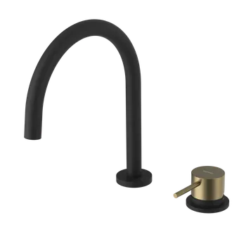 Vodovodní baterie Sapho Ultramix Dvouprvková stojánková umyvadlová baterie bez výpusti, černá mat/zlato mat, UT019BG