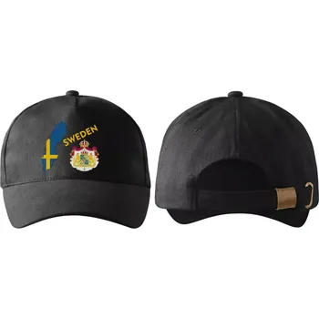 Kšiltovka kšiltovka s vlajkou ŠVÉDSKA černá (pánská kšiltovka vlajka a znakem ŠVÉDSKO , SWEDEN)