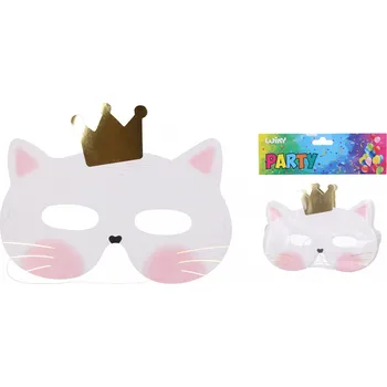 Párty škraboška KOČKA 16,6x12,7 cm, 6 ks