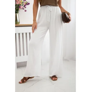 Dámské kalhoty Fashionweek Dámské mušelínové bavlněné kalhoty K3204 Barva: Bílá, Velikost: Universal