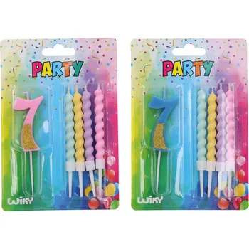 Dortová svíčka Párty svíčka číslo 7 + 4ks svíček