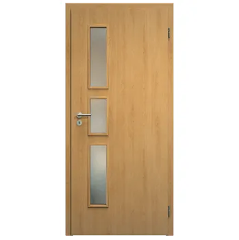 Interiérové dveře SAPELI ELEGANT KOMFORT M33 - START - OTOČNÉ DVEŘE VČ. ZÁRUBNĚ - Dub Průchozí šířka (cm): 80, Průchozí výška (cm): 197, Typ skla: Satináto bílé