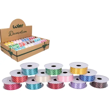 Stuha Saténová stuha 2,5cm x 2,7m puntík