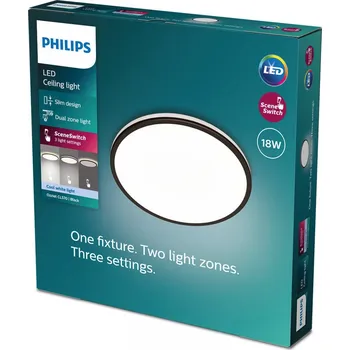Philips 8719514431966 LED stropní svítidlo Ozziet 1x18W | 2000lm | 4000K - stmívatelné - SceneSwitch, černá