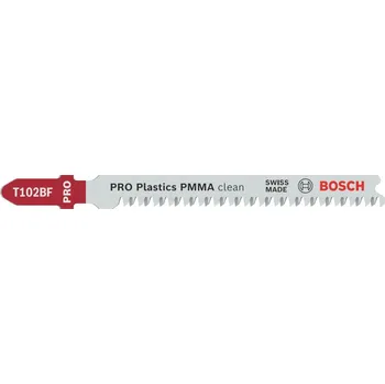 Pilový plátek BOSCH Pilový plátek pro přímočaré pily PRO Plastics PMMA clean T102BF 92mm, 2ks 2608655102 free_store_pickup