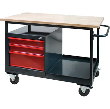 Dílenský stůl DEMA Dílenský pracovní stůl na kolečkách se zásuvkami EKO 2 24901, antracit/červená