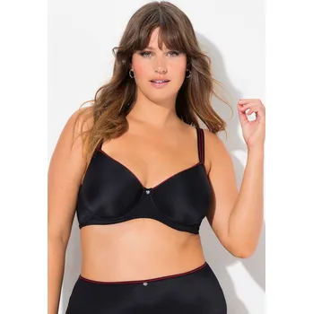 Podprsenka Ulla Popken, Plus size Podprsenka s kosticemi, žakárový vzor, košíčky C-D pro plnoštíhlé nadměrná velikost, 824133100-1110, černý, 85E, Nadměrné velikosti, Plus size oblečení, Oblečení pro boubelky, Oblečení pro baculky, Oblečení pro plnoštíhlé, Oblečení 