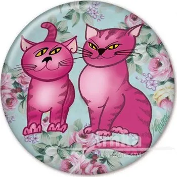 Kosmetické zrcátko Zrcátko Dvě kočičky, pozadí růže NB