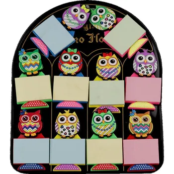 Silikonové magnetky s papírovými bločky, barva 1 mix sova