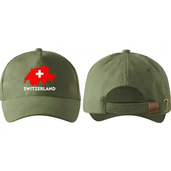 Kšiltovka kšiltovka s vlajkou ŠVÝCARSKA khaki (pánská kšiltovka vlajka a znakem ŠVÝCARSKO , SWITZERLAND)