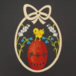 AMADEA Dřevěná dekorace vajíčko kuře s kraslicí, velikost 9 cm, český výrobek