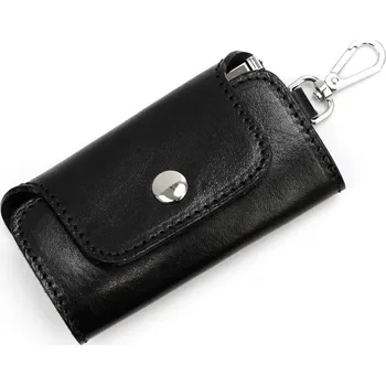 Kvalitní pevná kožená klíčenka Florence 02 černá