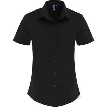 Pánská košile Premier Košile PR 346, popelínová, krátký rukáv, dámská COT39034600203-black L Černá