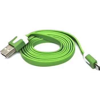 Datový kabel Logo USB kabel (2.0), USB A samec - microUSB samec, 1m, plochý, zelený, blistr, DOPRODEJ