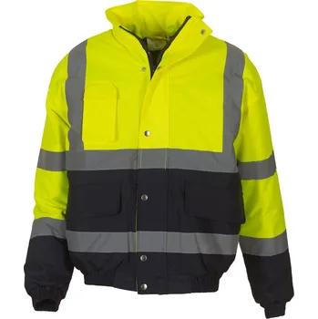 pracovní bunda Yoko Bunda HVP218 Hi-Vis Bomber, zateplená, výstražná COT79P218zw702-hi vis yell M Žlutá fluorescent/navy