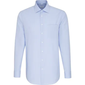 Pánská košile Seidensticker Košile Office Shirt Regular, popelínová, dlouhý rukáv COT781936z93xj-check light 41 Modrá check světlá/bílá