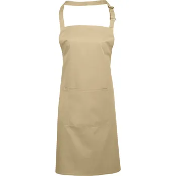 Pracovní zástěra Premier Zástěra Colours PR 154 s laclem a kapsou na břiše COT39015455599-khaki Khaki UNI