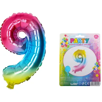 Balónek nafukovací - číslo 9 duhový