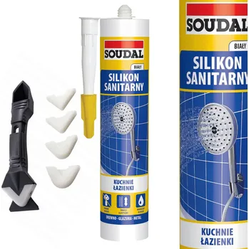 stavební silikon SANITÁRNÍ SILIKON BÍLÝ 280ml + NŮŽ ŠKRABKA PRO ODSTRAŇOVÁNÍ A APLIKACI SILIKONU