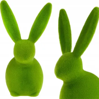Velikonoční dekorace ZAJÍC ZAJÍČEK VELUROVÝ KRÁLÍK VELIKONOČNÍ DEKORACE NA DEKORACI 13cm zelený