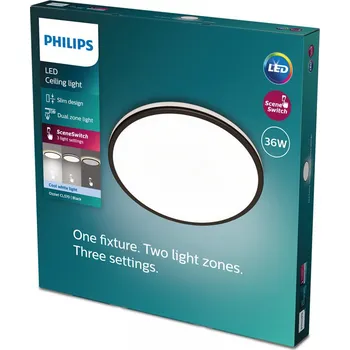 Philips 8719514432123 LED stropní svítidlo Ozziet 1x36W | 4100lm | 4000K - stmívatelné - SceneSwitch, černá