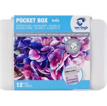 Výtvárné potřeby Van Gogh sada akvarelových barev, 12 půlpánviček, růžové + fialové odstíny, plast. krabička