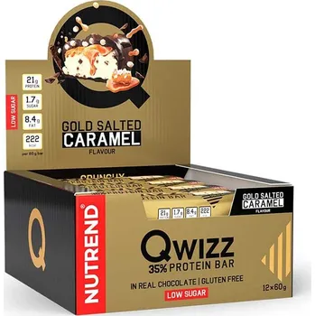 Nutrend QWIZZ Crunchy Protein Bar 12x60g Zlatý slaný karamel