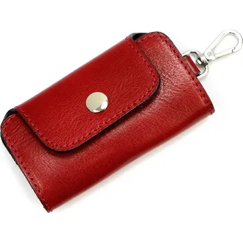 Kvalitní pevná kožená klíčenka Florence 02 červená