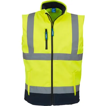 pracovní vesta Yoko Vesta HV006 Hi-Vis, softshellová, výstražná COT79V006zw713-hi vis yell 3XL Žlutá fluorescent/navy