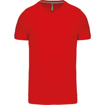 pracovní tričko Kariban Tričko K357 s výstřihem do V, krátký rukáv, pánské COT20K35700413-red 3XL Červená