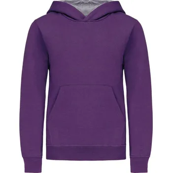 pracovní mikina Kariban Mikina Kariban K453 s kapucí, kontrastní, dětská COT20K453u55w4-purple/oxfo 12-14 Purpurová/šedá