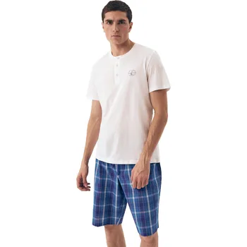 Pánské pyžamo Pánské pyžamo 42616 Dock - HENDERSON Bílá XXL