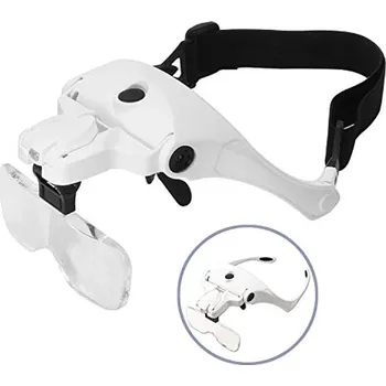 Lupa Lupa na hlavu, Bysameyee Lighted Magnifying Headband Glass Loupe Visor s 2 LED světly pro práci zblízka, práci se šperky, opravu X00160B5Q9
