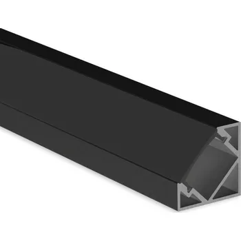 LED páska Rohový hliníkový profil RT2 černý, 18x18mm, včetně černého difuzoru, 2m