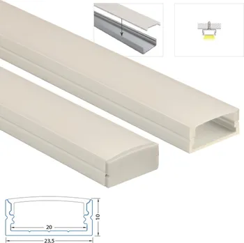 LED osvětlení Přisazený hliníkový profil PF, 24x10 mm, včetně matného difuzoru, 2 m