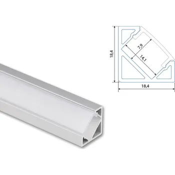 LED páska Rohový hliníkový profil RJ, 19x19mm, včetně mléčného difuzoru, 2m