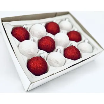 Vánoční ozdoba Irisa Vlčí mák – kombinace bílých a červených sypaných ozdob, 4 cm SADA 12ks Velikost: 4 cm, Balení: 12ks, Barva: červená