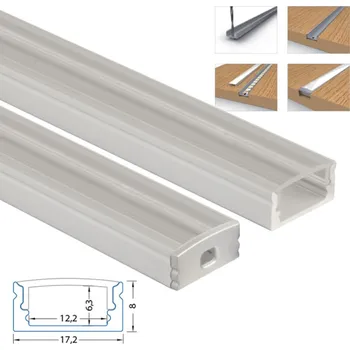 LED páska Přisazený hliníkový profil PQ, 17x8 mm, včetně čirého difuzoru, 3 m