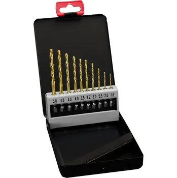 Vrták Nástroje CZ Sada vrtáků 10ks 1,50-5,00mm se šestihrannou stopkou 1/4" HSSCo5 TiN