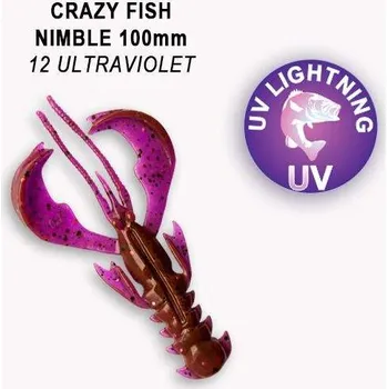Umělá nástraha Gumová nástraha Crazy Fish Nimble 10cm 12 Ultraviolet (5ks)