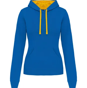 pracovní mikina Kariban Mikina Kariban K465 s kontrastní kapucí, dámská COT20K465k6205-light royal 2XL Modrá královská světlá/žlutá