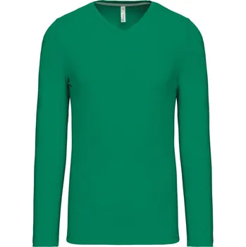 pracovní tričko Kariban Tričko K358 s výstřihem do V, dlouhý rukáv, pánské COT20K35852005-kelly green 2XL Zelená kelly