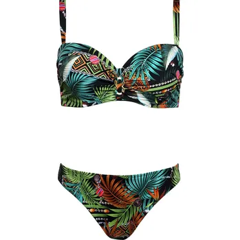 Oblečení a móda Dámské dvoudílné plavky S730TA1-1 Tahiti 1 černé s květinovým vzorem - Self 40D