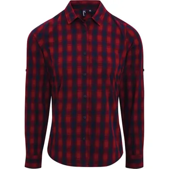 Pánská košile Premier Košile PR 350 Mulligan, popelínová, dlouhý rukáv, dámská COT39035088100-red/navy XS Červená/navy