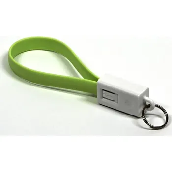 Datový kabel USB kabel (2.0), USB A samec - microUSB samec, 0.2m, světle zelená, klíčenka, DOPRODEJ