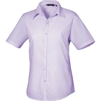 Premier Košile PR 302, popelínová, krátký rukáv, dámská COT3903025662i-lilac 4XL Fialová lila