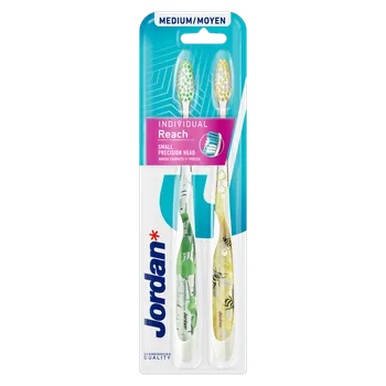 Zubní kartáček Jordan Individual Reach zubní kartáček střední, 2 ks / 1 bal