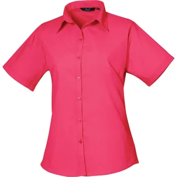 Pánská košile Premier Košile PR 302, popelínová, krátký rukáv, dámská COT390302c182e-hot pink L Růžová